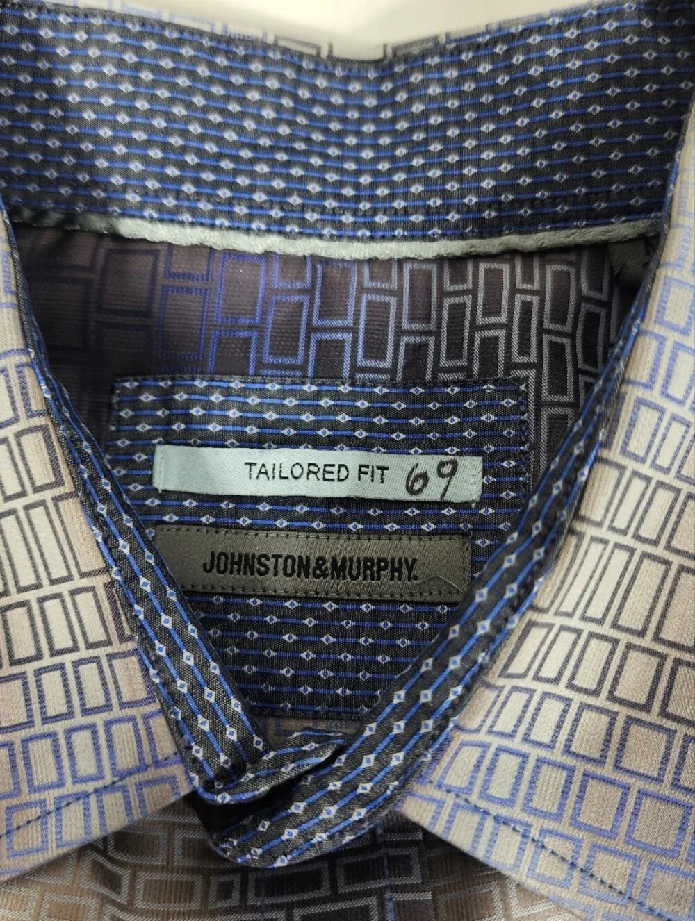 Tailored Fit Geometric Dress Shirt - Blue Gray
